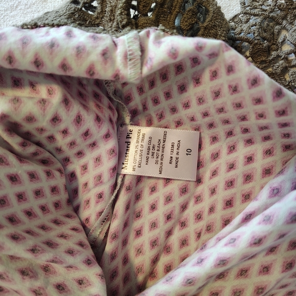 Girl's Mustard Pie Pink Brown Stripe Floral Tiered Tie Back Layered Dress Sz 10 - Picture 8 of 8